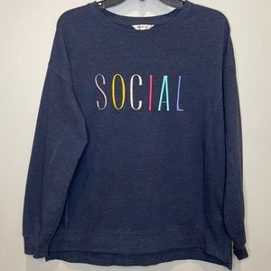 WILDFOX Embroidered Lettering Size Medium Sweater with Split sides